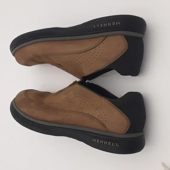 Merrell Men Brown Slip-On Shoes Topo Perf Moc Stone Performance Work Wear Hiking