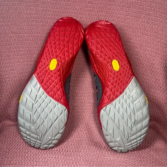 Merrell Mens Bare Access Hyperlock Flex Knit Running Shoes Size 11.5 Gray Red