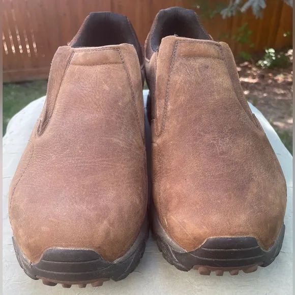 Merrell Moab Adventure Moc All-terrain Brown Leather Loafer J91837 Sz 11.5 Wide