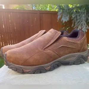 Merrell Moab Adventure Moc All-terrain Brown Leather Loafer J91837 Sz 11.5 Wide