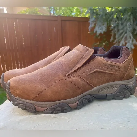 Merrell Moab Adventure Moc All-terrain Brown Leather Loafer J91837 Sz 11.5 Wide