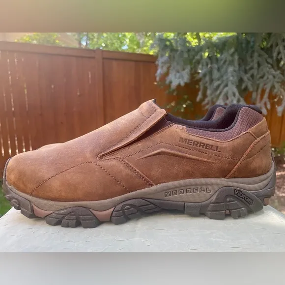 Merrell Moab Adventure Moc All-terrain Brown Leather Loafer J91837 Sz 11.5 Wide