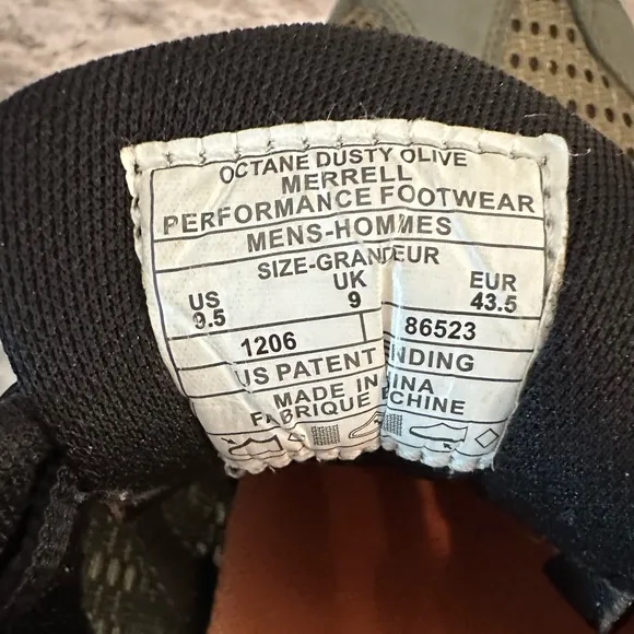 MERRELL OCTANE DUSTY OLIVE PERFORMANCE SZ 9.5