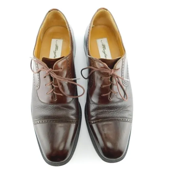 MEZLAN Brown Leather Cap Toe Lace-up Oxfords Shoes 10.5