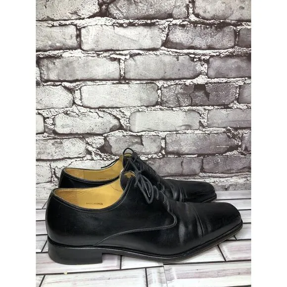Mezlan Lancer Black Leather Square Cap Toe Lace Oxfords Shoes Men sz 10M US/43EU