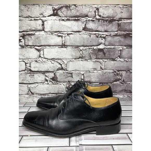 Mezlan Lancer Black Leather Square Cap Toe Lace Oxfords Shoes Men sz 10M US/43EU