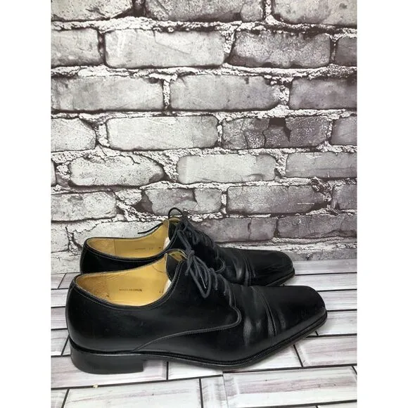 Mezlan Lancer Black Leather Square Cap Toe Lace Oxfords Shoes Men sz 10M US/43EU