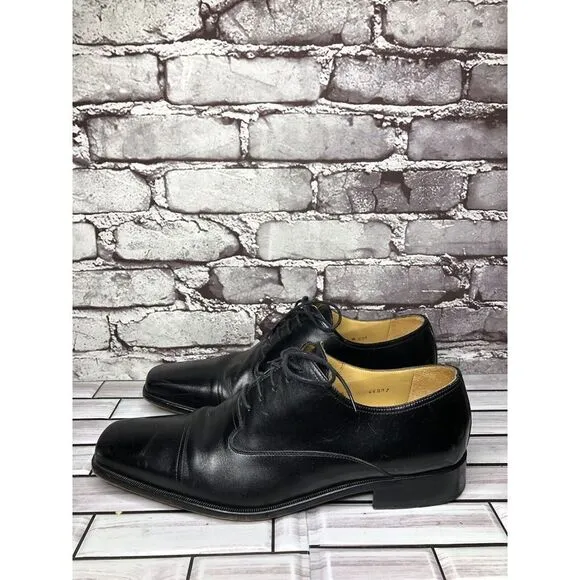 Mezlan Lancer Black Leather Square Cap Toe Lace Oxfords Shoes Men sz 10M US/43EU