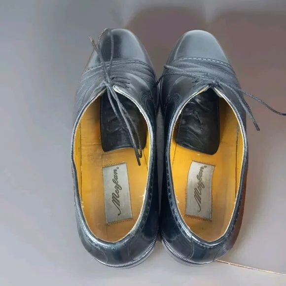 MEZLAN Mens Dress Shoes Nicola Black Leather Lace Cap Toe Oxfords Sz Size 9M
