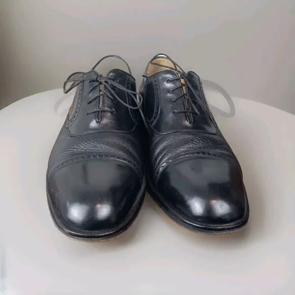 MEZLAN Mens Dress Shoes Nicola Black Leather Lace Cap Toe Oxfords Sz Size 9M
