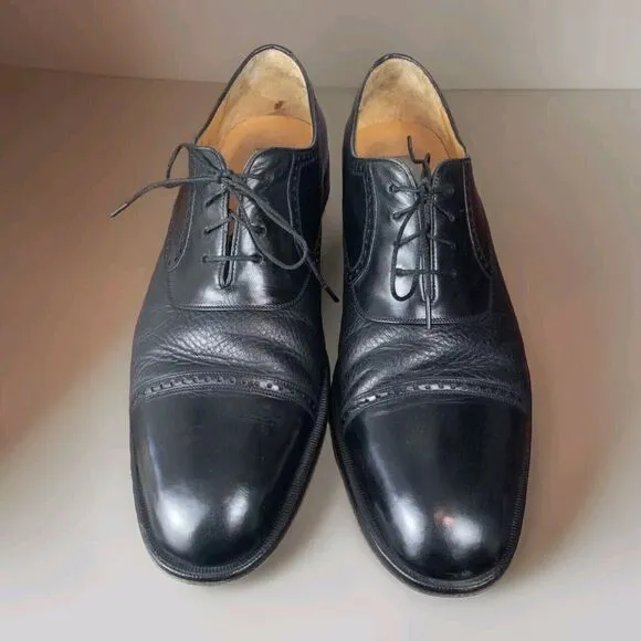 MEZLAN Mens Dress Shoes Nicola Black Leather Lace Cap Toe Oxfords Sz Size 9M