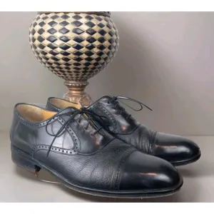 MEZLAN Mens Dress Shoes Nicola Black Leather Lace Cap Toe Oxfords Sz Size 9M