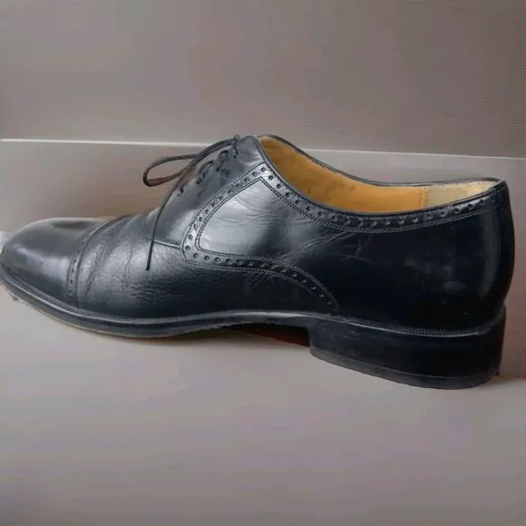 MEZLAN Mens Dress Shoes Nicola Black Leather Lace Cap Toe Oxfords Sz Size 9M