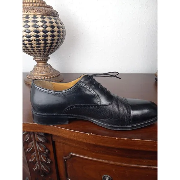 MEZLAN Mens Dress Shoes Nicola Black Leather Lace Cap Toe Oxfords Sz Size 9M