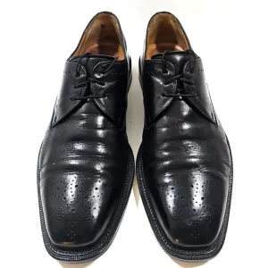 Mezlan ~Men's Size 9.5~ Black Leather Toe Cap Oxfords Shoes Made in Spain.