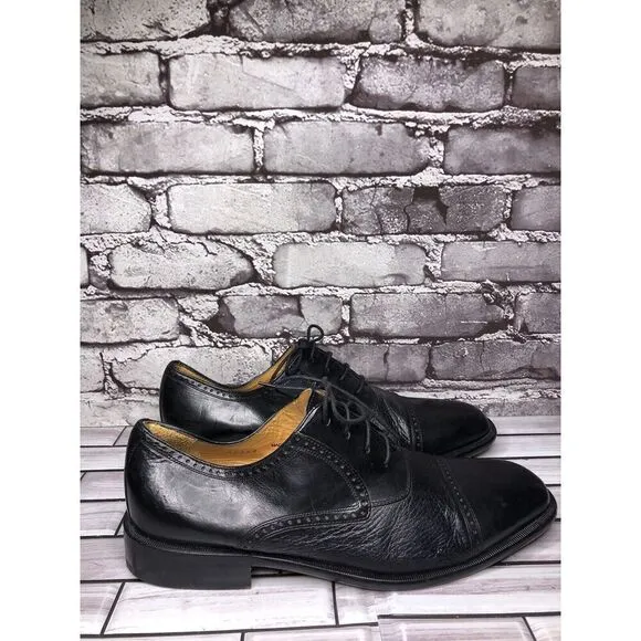 Mezlan Nicola Black Leather Lace Up Cap Toe Oxfords Shoes Men’s Sz 10M US/43EU