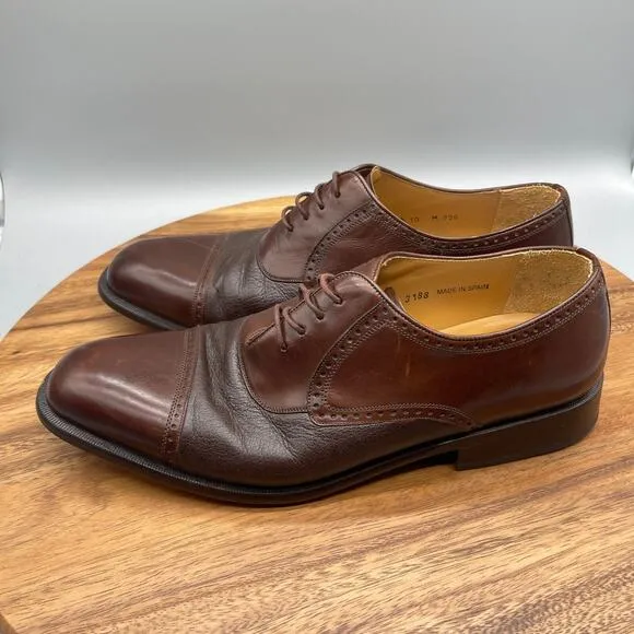 Mezlan Nicola Oxfords Mens 10 M Brown Leather Cap Toe Lace Up Dress Shoes