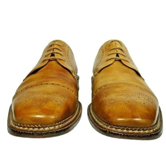 Mezlan Spain Brown Calfskin Leather Dress Shoes Mens 11.5M Cap-toe Derby Oxfords