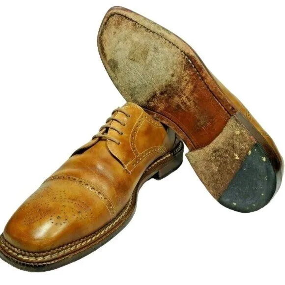 Mezlan Spain Brown Calfskin Leather Dress Shoes Mens 11.5M Cap-toe Derby Oxfords