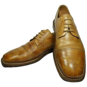 Mezlan Spain Brown Calfskin Leather Dress Shoes Mens 11.5M Cap-toe Derby Oxfords