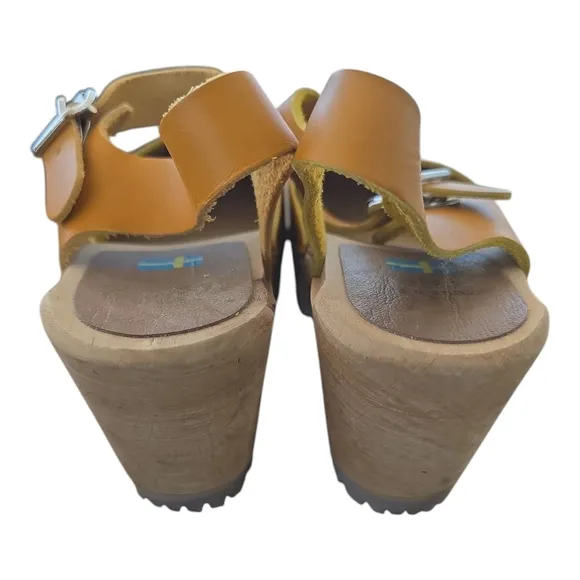 Mia Abba Abby Leather Swedish Clogs Mustard Yellow Platform Free People 38 7.5