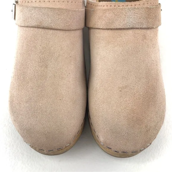 MIA Alma Pink Suede Wooden Swedish Clogs EUR 40