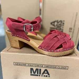 MIA Bety Swedish Clogs - Red Leather