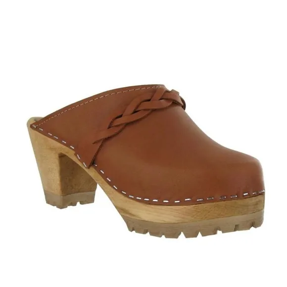Mia Elsa Luggage Leather Clog Mules Swedish