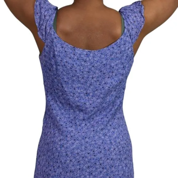 Mica Midi Slip Dress Purple Milkmaid Vintage Floral Sheer Chiffon 90s Medium