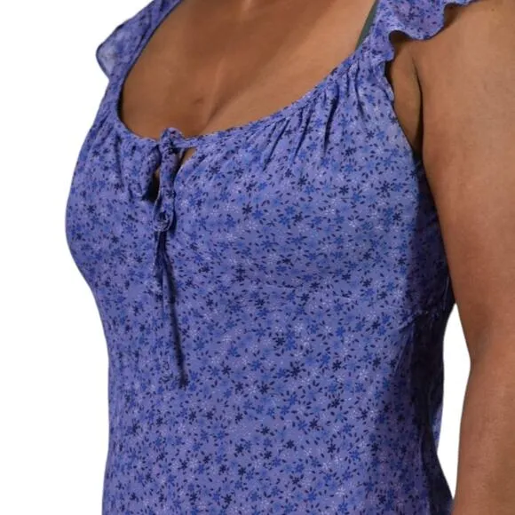 Mica Midi Slip Dress Purple Milkmaid Vintage Floral Sheer Chiffon 90s Medium