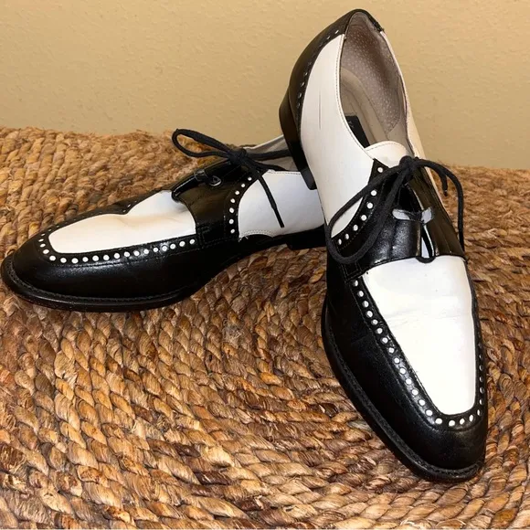 Michael Kors 1990s Leather Two Tone Black White Oxfords 8.5 Madonna