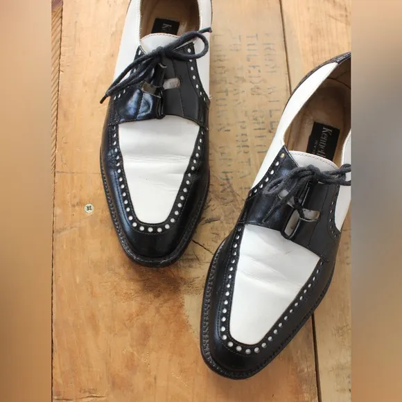Michael Kors 1990s Leather Two Tone Black White Oxfords 8.5 Madonna