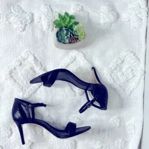 Michael Kors Black Glitter Strappy Kitten Heels size 9.5