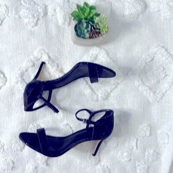 Michael Kors Black Glitter Strappy Kitten Heels size 9.5