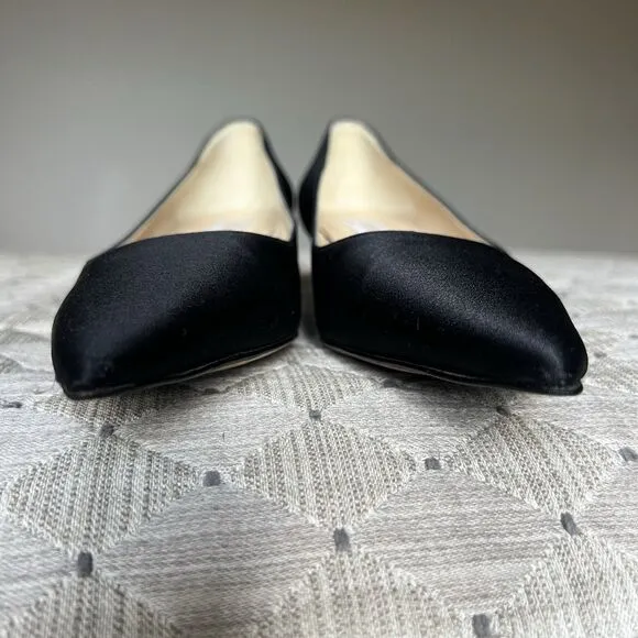 Michael Kors Black Satin Kitten Heel Pump Women 7 Pointed Toe Classic Minimalist