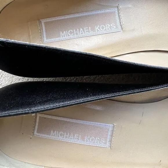 Michael Kors Black Satin Kitten Heel Pump Women 7 Pointed Toe Classic Minimalist