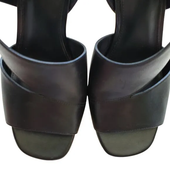 Michael Kors Cleo Black Leather Open Toe Slingback Sandals Size 8.5