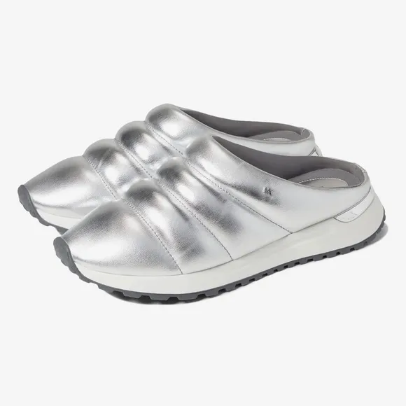 Michael Kors Epic Slip-On Sneakers/ Clogs, Quilted Silver Size 6.5 New in Box