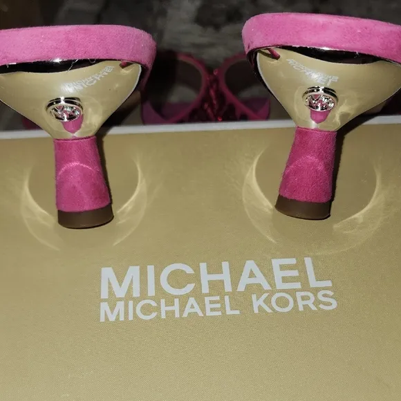 Michael Kors Pink Crystal Embellished Heels - Amal Kitten Sandal