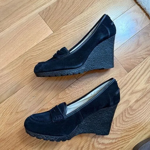 Michael Kors Rory Wedge Pumps Women's Size 11 Black Suede Closed Toe