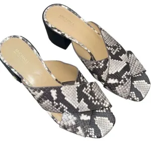 Michael Michael Kors Abbott Python Criss Cross Leather Mules Size 7.5