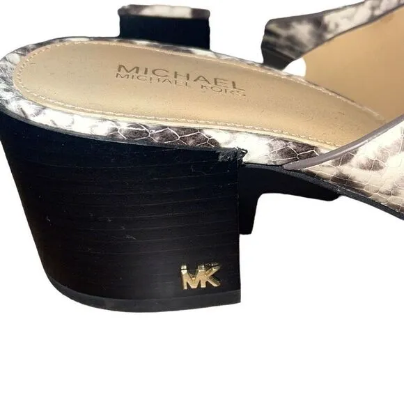 Michael Michael Kors Abbott Python Criss Cross Leather Mules Size 7.5