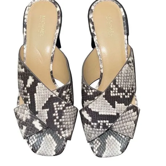 Michael Michael Kors Abbott Python Criss Cross Leather Mules Size 7.5