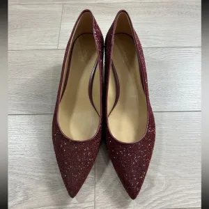 MICHAEL Michael Kors Red Glitter Pointed Toe Kitten Heels