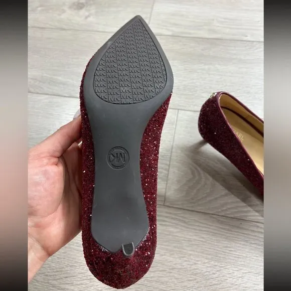MICHAEL Michael Kors Red Glitter Pointed Toe Kitten Heels