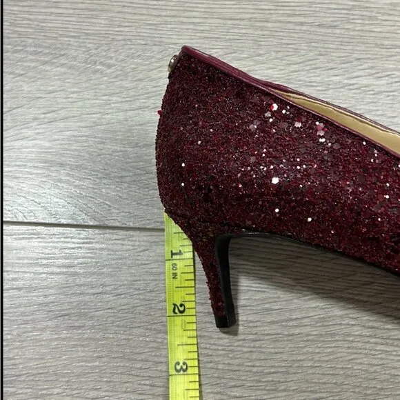 MICHAEL Michael Kors Red Glitter Pointed Toe Kitten Heels