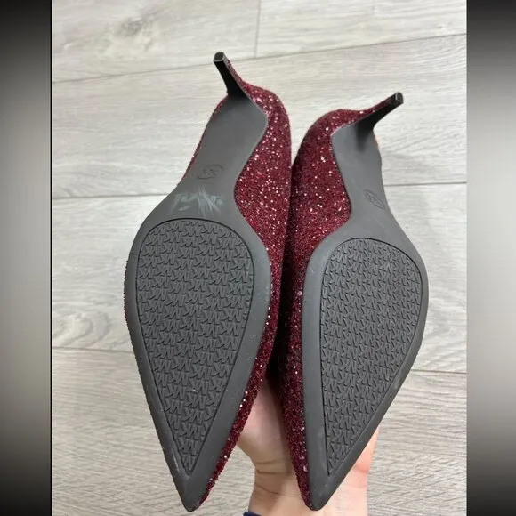 MICHAEL Michael Kors Red Glitter Pointed Toe Kitten Heels