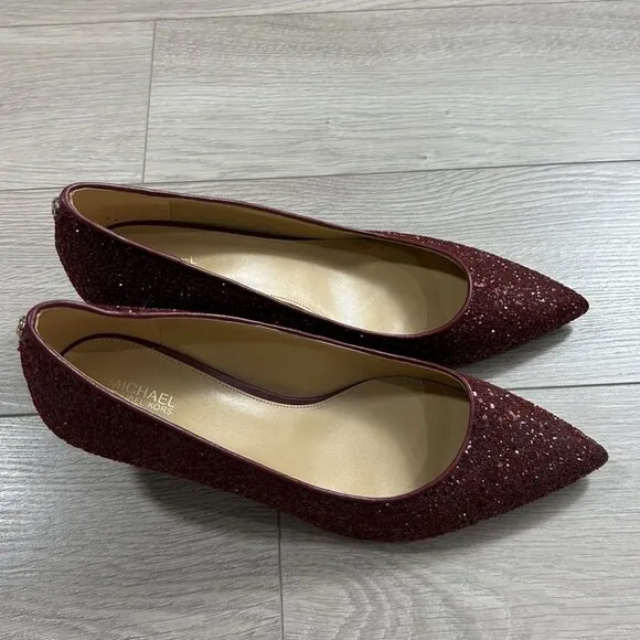 MICHAEL Michael Kors Red Glitter Pointed Toe Kitten Heels