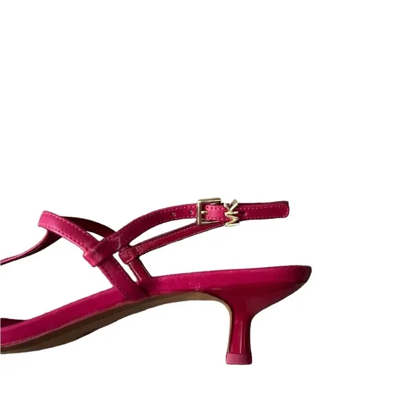 MICHAEL Michael Kors Tasha T Strap Kitten Heels Sandals in Dark Raspberry