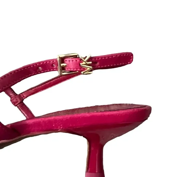 MICHAEL Michael Kors Tasha T Strap Kitten Heels Sandals in Dark Raspberry